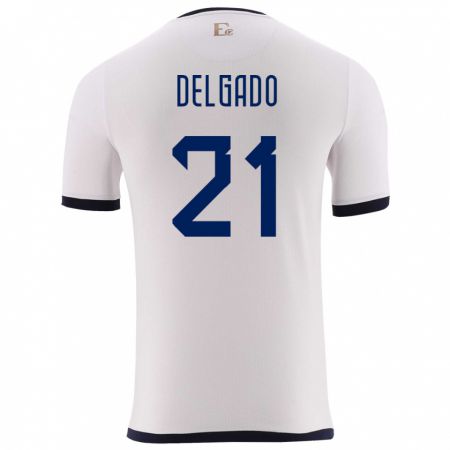 Kandiny Hombre Camiseta Ecuador Patrickson Delgado #21 Blanco 2ª Equipación 24-26 La Camisa Chile