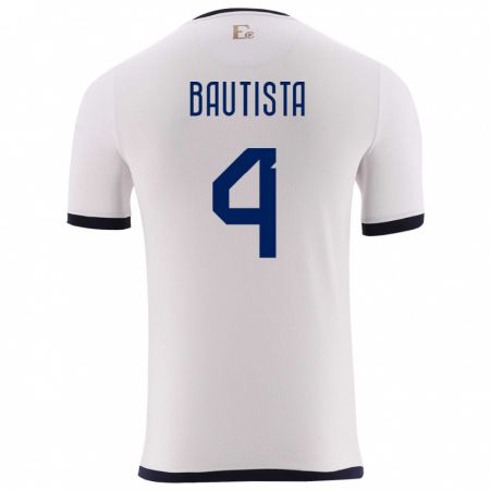 Kandiny Hombre Camiseta Ecuador Davis Bautista #4 Blanco 2ª Equipación 24-26 La Camisa Chile