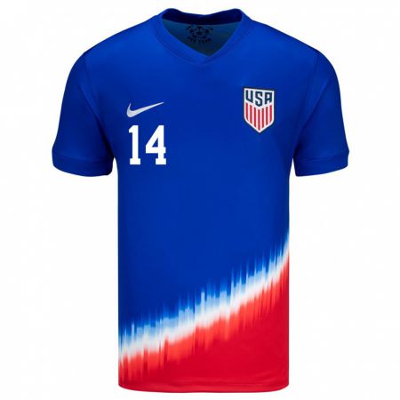 Kandiny Hombre Camiseta Estados Unidos Jalen Neal #14 Azul 2ª Equipación 24-26 La Camisa Chile