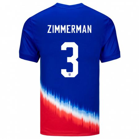 Kandiny Hombre Camiseta Estados Unidos Walker Zimmerman #3 Azul 2ª Equipación 24-26 La Camisa Chile