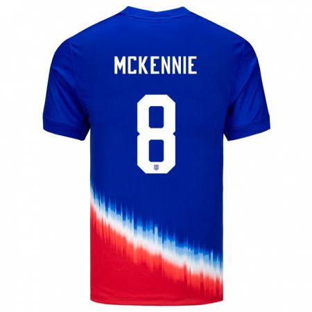 Kandiny Hombre Camiseta Estados Unidos Weston Mckennie #8 Azul 2ª Equipación 24-26 La Camisa Chile