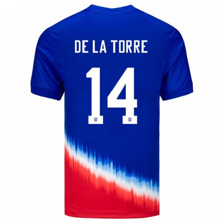 Kandiny Hombre Camiseta Estados Unidos Luca De La Torre #14 Azul 2ª Equipación 24-26 La Camisa Chile