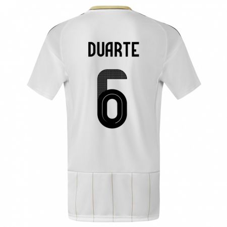 Kandiny Hombre Camiseta Costa Rica Oscar Duarte #6 Blanco 2ª Equipación 24-26 La Camisa Chile