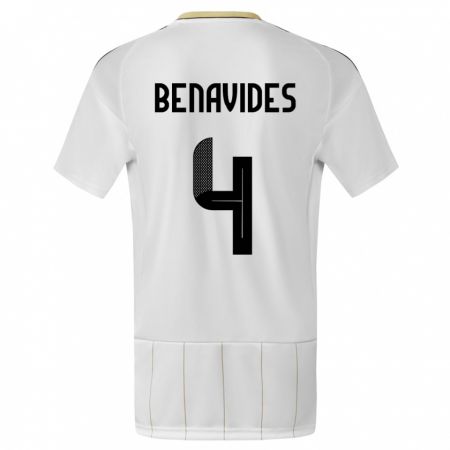Kandiny Hombre Camiseta Costa Rica Mariana Benavides #4 Blanco 2ª Equipación 24-26 La Camisa Chile