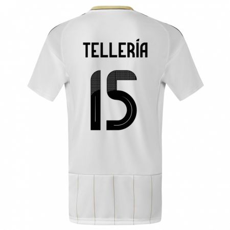 Kandiny Hombre Camiseta Costa Rica Jostin Telleria #15 Blanco 2ª Equipación 24-26 La Camisa Chile