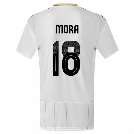 Kandiny Hombre Camiseta Costa Rica Bayron Mora #18 Blanco 2ª Equipación 24-26 La Camisa Chile