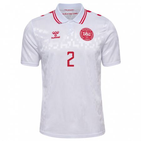 Kandiny Hombre Camiseta Dinamarca Kaare Barslund #2 Blanco 2ª Equipación 24-26 La Camisa Chile