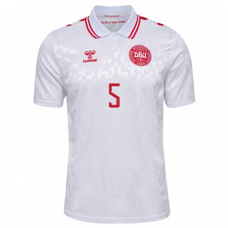 Kandiny Hombre Camiseta Dinamarca Emma Færge #5 Blanco 2ª Equipación 24-26 La Camisa Chile