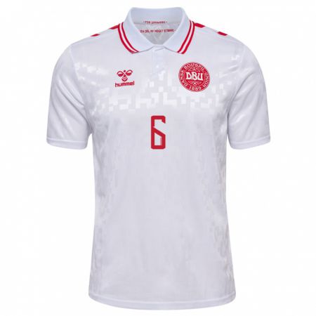 Kandiny Hombre Camiseta Dinamarca Olivia Holdt #6 Blanco 2ª Equipación 24-26 La Camisa Chile