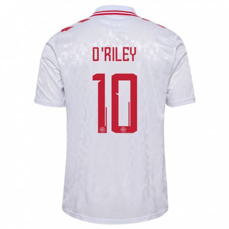 Kandiny Hombre Camiseta Dinamarca Matt O'riley #10 Blanco 2ª Equipación 24-26 La Camisa Chile