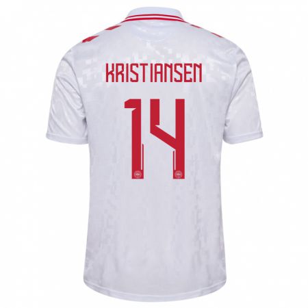 Kandiny Hombre Camiseta Dinamarca Victor Kristiansen #14 Blanco 2ª Equipación 24-26 La Camisa Chile