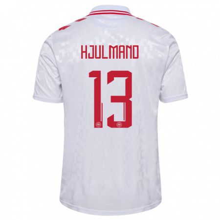 Kandiny Hombre Camiseta Dinamarca Morten Hjulmand #13 Blanco 2ª Equipación 24-26 La Camisa Chile
