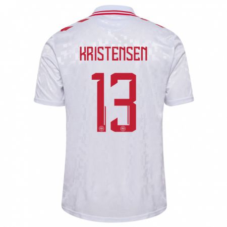Kandiny Hombre Camiseta Dinamarca Rasmus Kristensen #13 Blanco 2ª Equipación 24-26 La Camisa Chile