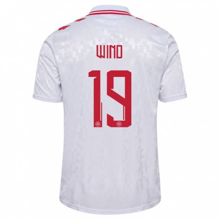 Kandiny Hombre Camiseta Dinamarca Jonas Wind #19 Blanco 2ª Equipación 24-26 La Camisa Chile