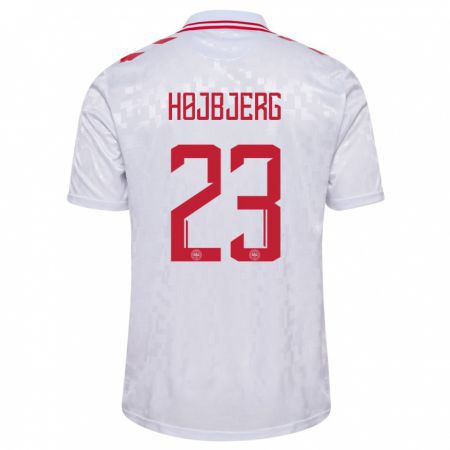 Kandiny Hombre Camiseta Dinamarca Pierre-Emile Højbjerg #23 Blanco 2ª Equipación 24-26 La Camisa Chile