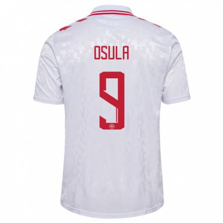 Kandiny Hombre Camiseta Dinamarca William Osula #9 Blanco 2ª Equipación 24-26 La Camisa Chile