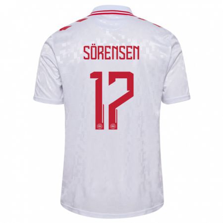 Kandiny Hombre Camiseta Dinamarca Oliver Sörensen #17 Blanco 2ª Equipación 24-26 La Camisa Chile