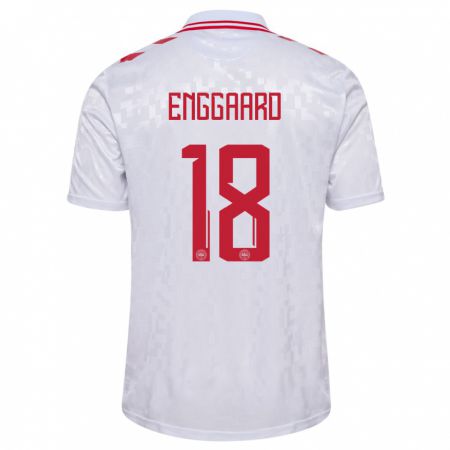 Kandiny Hombre Camiseta Dinamarca Mads Enggaard #18 Blanco 2ª Equipación 24-26 La Camisa Chile
