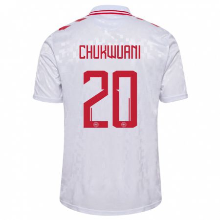 Kandiny Hombre Camiseta Dinamarca Tochi Chukwuani #20 Blanco 2ª Equipación 24-26 La Camisa Chile