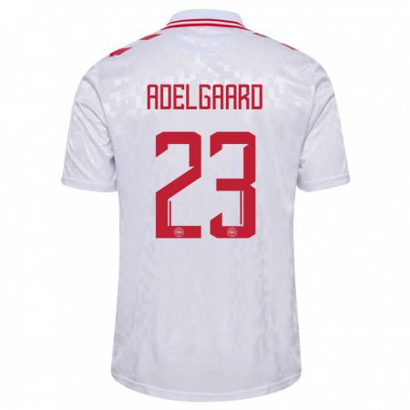Kandiny Hombre Camiseta Dinamarca Aske Adelgaard #23 Blanco 2ª Equipación 24-26 La Camisa Chile