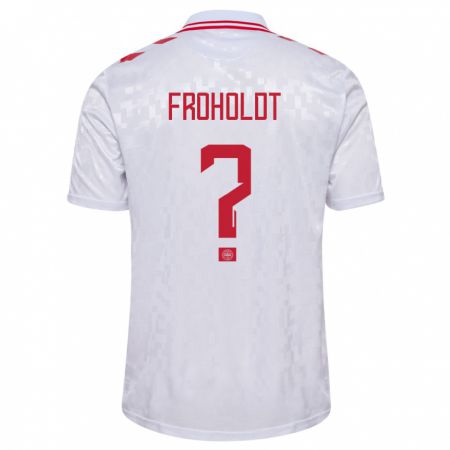 Kandiny Hombre Camiseta Dinamarca Victor Froholdt #0 Blanco 2ª Equipación 24-26 La Camisa Chile