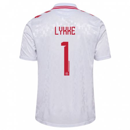 Kandiny Hombre Camiseta Dinamarca William Lykke #1 Blanco 2ª Equipación 24-26 La Camisa Chile