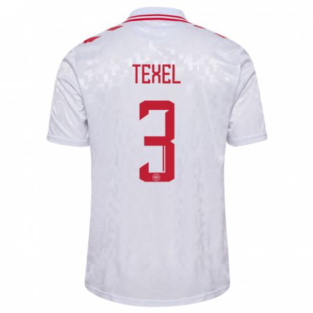 Kandiny Hombre Camiseta Dinamarca Pontus Texel #3 Blanco 2ª Equipación 24-26 La Camisa Chile
