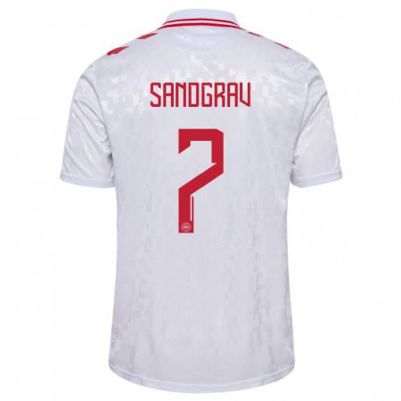 Kandiny Hombre Camiseta Dinamarca Lauge Sandgrav #7 Blanco 2ª Equipación 24-26 La Camisa Chile