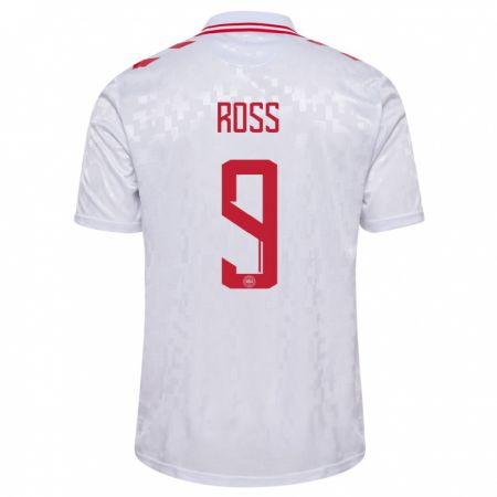 Kandiny Hombre Camiseta Dinamarca Oliver Ross #9 Blanco 2ª Equipación 24-26 La Camisa Chile
