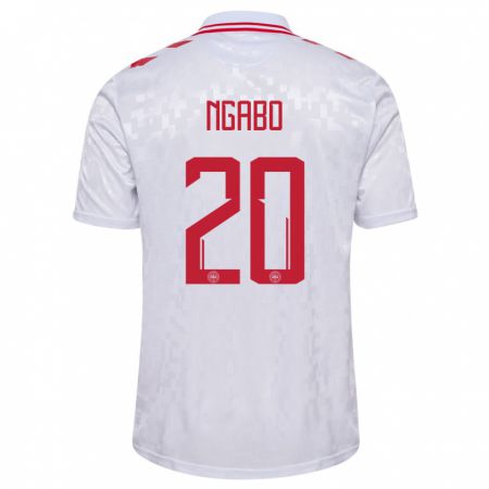 Kandiny Hombre Camiseta Dinamarca Sanders Ngabo #20 Blanco 2ª Equipación 24-26 La Camisa Chile