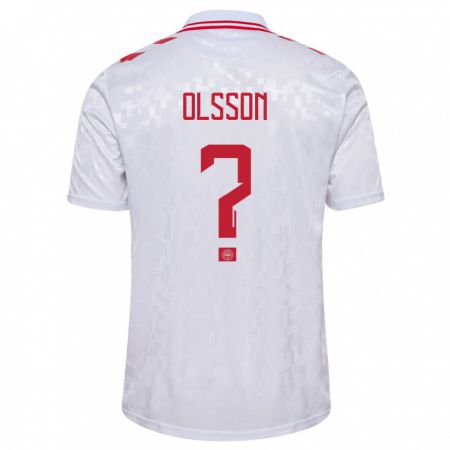 Kandiny Hombre Camiseta Dinamarca Cornelius Olsson #0 Blanco 2ª Equipación 24-26 La Camisa Chile