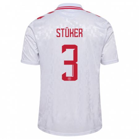 Kandiny Hombre Camiseta Dinamarca Simon Stüker #3 Blanco 2ª Equipación 24-26 La Camisa Chile