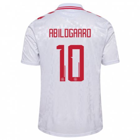 Kandiny Hombre Camiseta Dinamarca Lasse Abildgaard #10 Blanco 2ª Equipación 24-26 La Camisa Chile