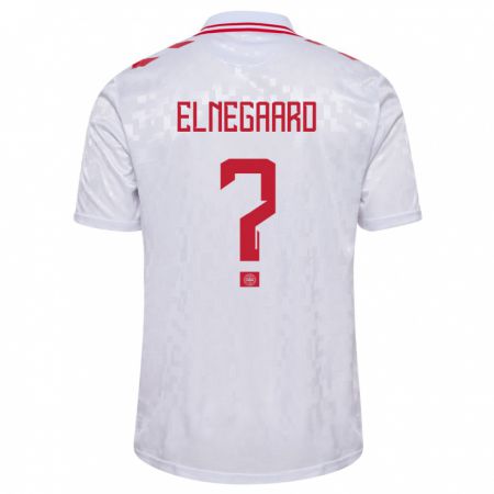 Kandiny Hombre Camiseta Dinamarca Tobias Elnegaard #0 Blanco 2ª Equipación 24-26 La Camisa Chile