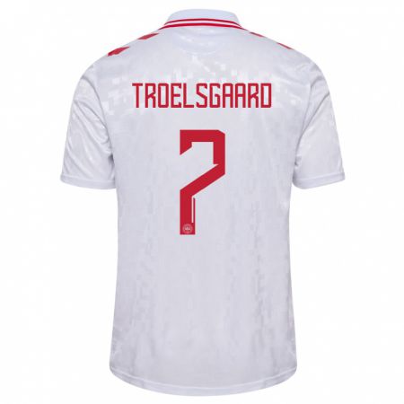 Kandiny Hombre Camiseta Dinamarca Sanne Troelsgaard #7 Blanco 2ª Equipación 24-26 La Camisa Chile