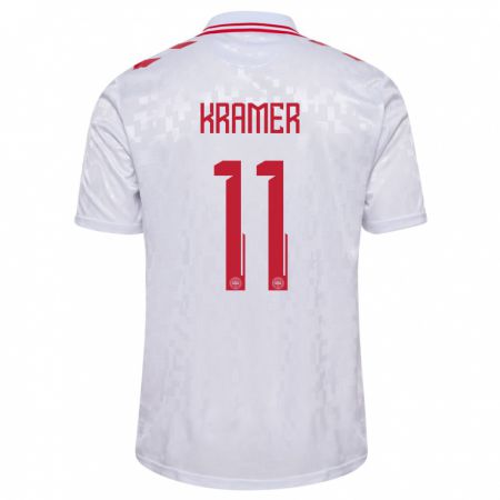 Kandiny Hombre Camiseta Dinamarca Cornelia Kramer #11 Blanco 2ª Equipación 24-26 La Camisa Chile