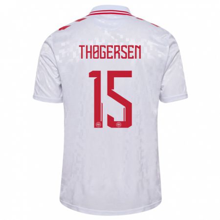 Kandiny Hombre Camiseta Dinamarca Frederikke Thøgersen #15 Blanco 2ª Equipación 24-26 La Camisa Chile