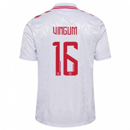 Kandiny Hombre Camiseta Dinamarca Alberte Vingum #16 Blanco 2ª Equipación 24-26 La Camisa Chile