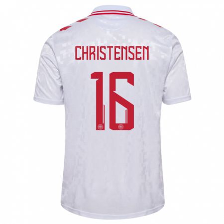 Kandiny Hombre Camiseta Dinamarca Oliver Christensen #16 Blanco 2ª Equipación 24-26 La Camisa Chile