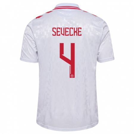 Kandiny Hombre Camiseta Dinamarca Rikke Sevecke #4 Blanco 2ª Equipación 24-26 La Camisa Chile