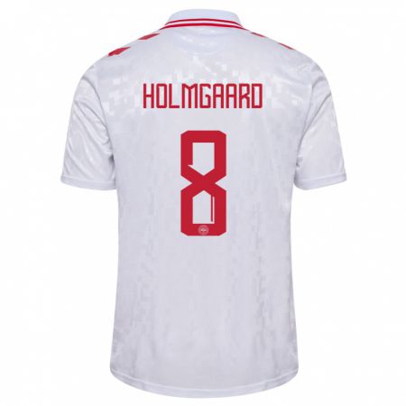 Kandiny Hombre Camiseta Dinamarca Sara Holmgaard #8 Blanco 2ª Equipación 24-26 La Camisa Chile