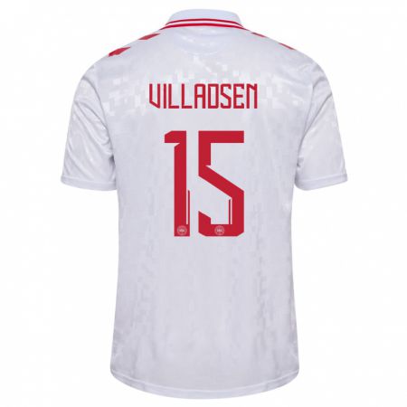 Kandiny Hombre Camiseta Dinamarca Oliver Villadsen #15 Blanco 2ª Equipación 24-26 La Camisa Chile