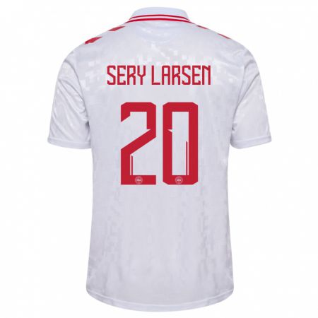Kandiny Hombre Camiseta Dinamarca Japhet Sery Larsen #20 Blanco 2ª Equipación 24-26 La Camisa Chile