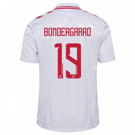 Kandiny Hombre Camiseta Dinamarca Asbjorn Bondergaard #19 Blanco 2ª Equipación 24-26 La Camisa Chile
