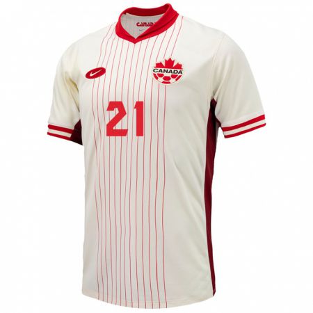 Kandiny Hombre Camiseta Canadá Jade Rose #21 Blanco 2ª Equipación 24-26 La Camisa Chile