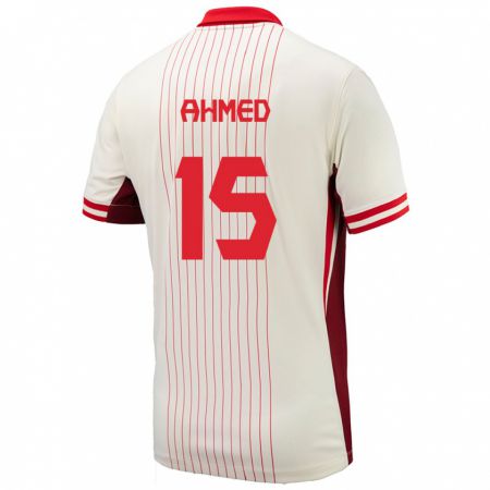 Kandiny Hombre Camiseta Canadá Ali Ahmed #15 Blanco 2ª Equipación 24-26 La Camisa Chile