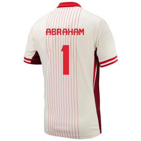Kandiny Hombre Camiseta Canadá Nathaniel Abraham #1 Blanco 2ª Equipación 24-26 La Camisa Chile