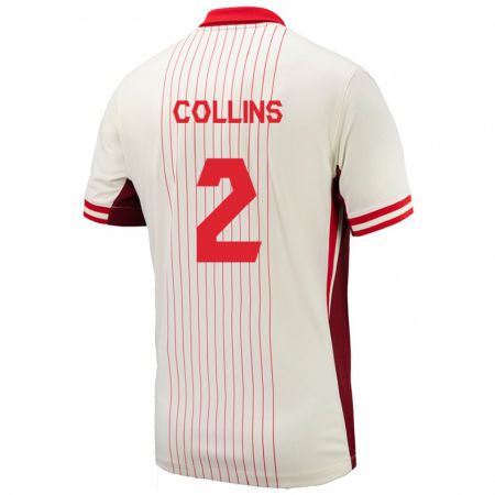 Kandiny Hombre Camiseta Canadá Sydney Collins #2 Blanco 2ª Equipación 24-26 La Camisa Chile