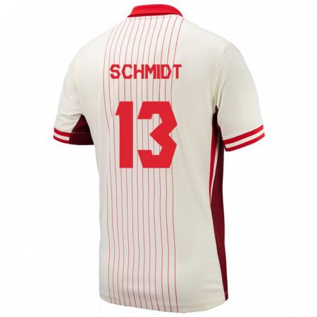 Kandiny Hombre Camiseta Canadá Sophie Schmidt #13 Blanco 2ª Equipación 24-26 La Camisa Chile