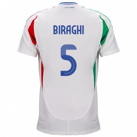 Kandiny Hombre Camiseta Italia Cristiano Biraghi #5 Blanco 2ª Equipación 24-26 La Camisa Chile